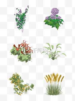 绿色植物花卉图片_扁平手绘风花草绿色植物元素