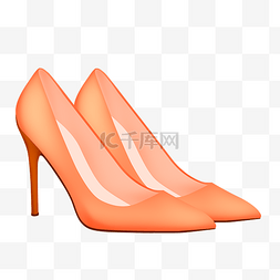 时尚的高跟鞋图片_时尚橘色高跟鞋插画