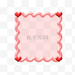 214情人节框图片_情人节情侣爱心3D立体正方形粉色