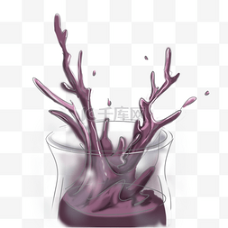 饮料解渴图片_果汁喷溅的葡萄汁卡通手绘