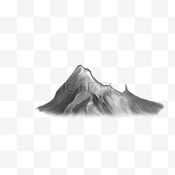 山水画灰色图片_素描山峰效果装饰标题
