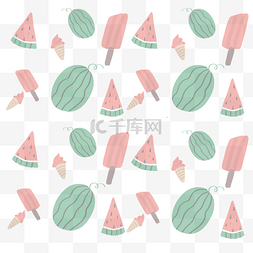 清凉夏日冰淇淋图片_小清新夏日卡通西瓜冰棍底纹