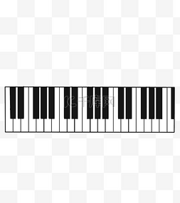 弹钢琴的小人图片_扁平黑白钢琴插画