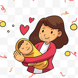 快乐扁平化图片_矢量卡通扁平化母亲怀抱婴儿素材