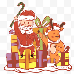 圣诞q版麋鹿图片_圣诞老人麋鹿卡通Q版形象手绘