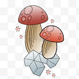 小清新渐变背景图片_两个红色的小蘑菇