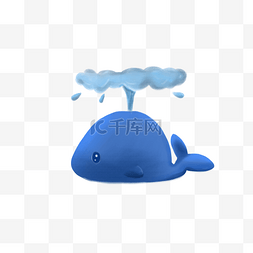 蓝色小鲸鱼可爱卡通插画