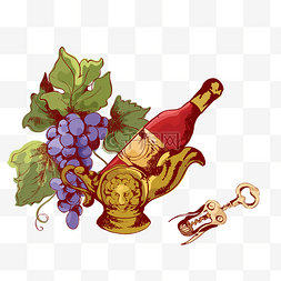 卡通水果葡萄图片_矢量卡通葡萄酒开瓶器素材