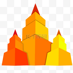 塔型图片_黄色的塔形立体几何