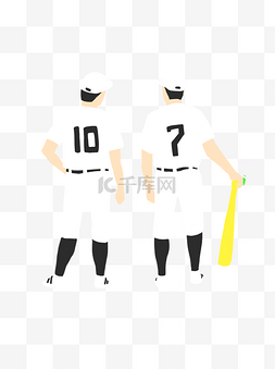 运动员背影图片_卡通棒球运动员人物背影设计