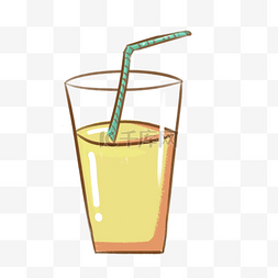 夏季果汁手绘图片_手绘卡通带吸管饮料