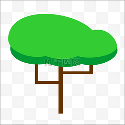 植物树png图片_绿色扁平化树木