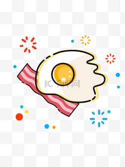 培根鸡蛋图片_MBE卡通手绘鸡蛋培根食物美食