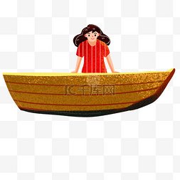 躺在船上的人图片_彩色坐在船上的女孩元素