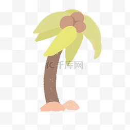 绿色椰子汁图片_沙滩上的椰子树 