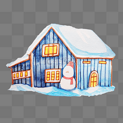蓝色房子白雪