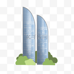 旅行手绘元素图片_地标建筑厦门双子塔