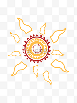 黄色圆形图标图片_矢量图手绘太阳图标