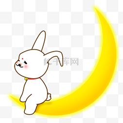 金黄色的月亮图片_坐在月亮上的小白兔月牙弯月