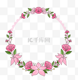 小清新粉色花环图片_清新手绘花朵花卉边框