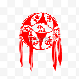 手绘中国风剪纸红绣球插画