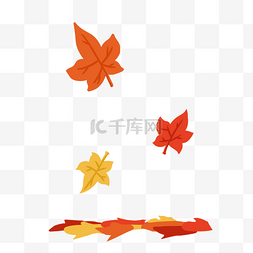 奇亚籽叶子图片_手绘秋季飘落的红叶插画