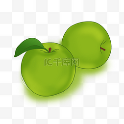 水果两个苹果图片_手绘两个青苹果清脆可口
