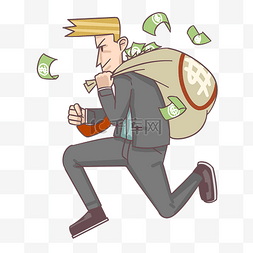 商务男子形象图片_背着钱币的金融男子插画