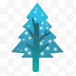 唯美蓝色圣诞树插画