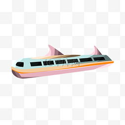 粉色的轮船手绘插画