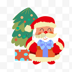 圣诞节圣诞老人礼物盒插画