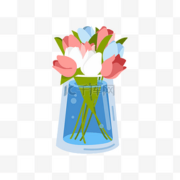 花束花瓶图片_矢量手绘卡通花束