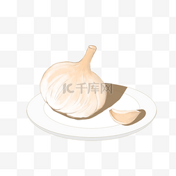 盘子菜图片_一颗白色的大蒜插图