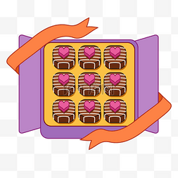 紫色手绘礼盒图片_情人节爱心巧克力手绘礼盒