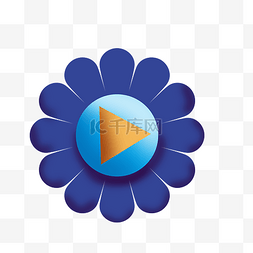 漂亮的蓝色花朵图片_蓝色花朵按钮插画