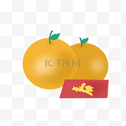 春节黄色的橘子插画