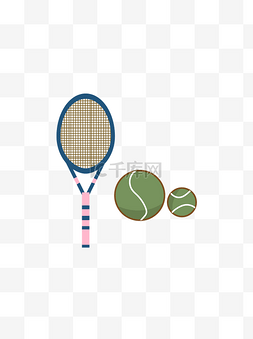 网球公开赛网球拍网球组合矢量图