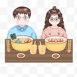 卡通盖饭图片_手绘日式美食聚餐