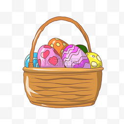 复活节彩蛋素材图片_一篮子复活节彩蛋