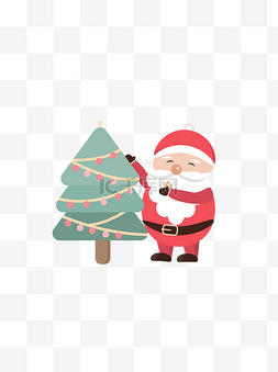 圣诞老人装饰圣诞树可爱矢量元素