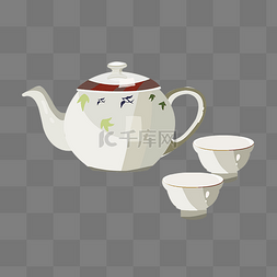 白色茶壶图片_古风白色茶壶
