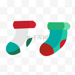 红绿袜子图片_手绘卡通简约圣诞节元素圣诞袜子