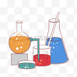 卡通红色液体图片_化学仪器搅拌插画