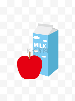简约牛奶图片_简约风格苹果牛奶元素