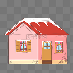红色的落雪房屋