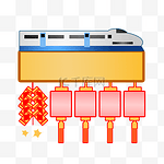 回家春运坐火车插画