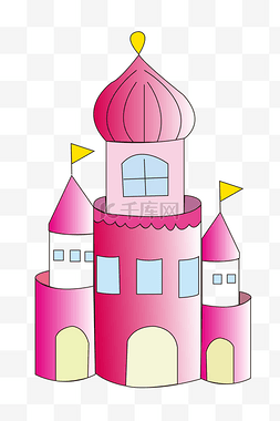 可爱的粉色城堡图片_粉色儿童城堡插画