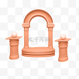 欧式柱子纹理图片_灰色圆弧拱门欧式建筑元素