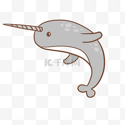 可爱海洋动物独角鲸插画