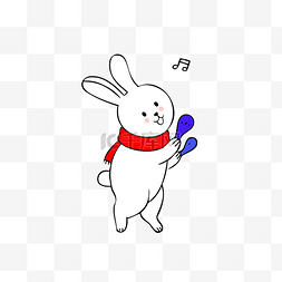 跳舞的兔子图片_可爱卡通手摇铃的兔子